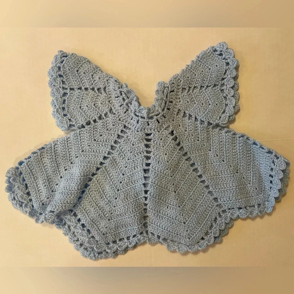 Crochet Light Blue 6-piece Set Baby Outfit Butterfly 3-9 Months NWOT - Picture 4 of 7